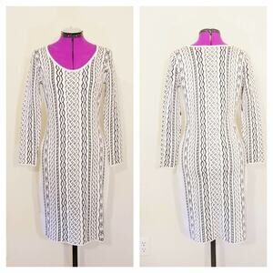 Calvin Klein Long Sleve Ivory Cable Sweater Dress